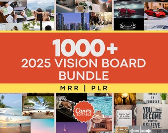 Vision Board 2025 Manifesta la felicità Mood Board PDF stampabile per le donne Citazioni ispiratrici Affermazioni positive Abbondanza Legge di attrazione