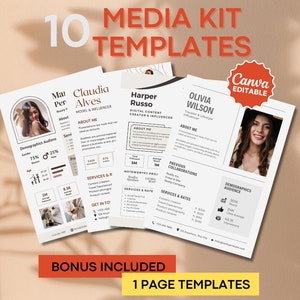 Canva Media Kit Template Bundle, Editable Rate Sheet, Instagram Media Kit, Blogger Press Kit, TikTok Media Kit Template