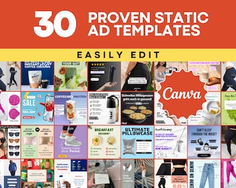 30 modelli di annunci statici vincitori, modello di annuncio fotografico, annunci di Facebook, modello di annuncio di marketing, Snapchat, annunci di Pinterest, annunci di Instagram, annunci di TikTok