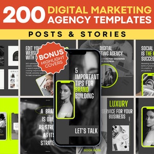 Digital Marketing Agency Canva Templates, Social Media Post Designs, Branding Kit for Small Business Owners, Instagram Marketing Templates