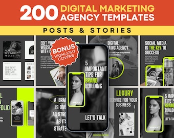Szablony Canva dla agencji marketingu cyfrowego, projekty postów w mediach społecznościowych, zestaw do budowania marki dla właścicieli małych firm, szablony marketingowe na Instagramie