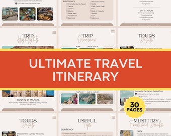 編集可能な旅行日程テンプレート、モバイル旅行プランナー、休暇スケジュール、休日オーガナイザー、印刷可能な旅行ガイド、旅行プランナー