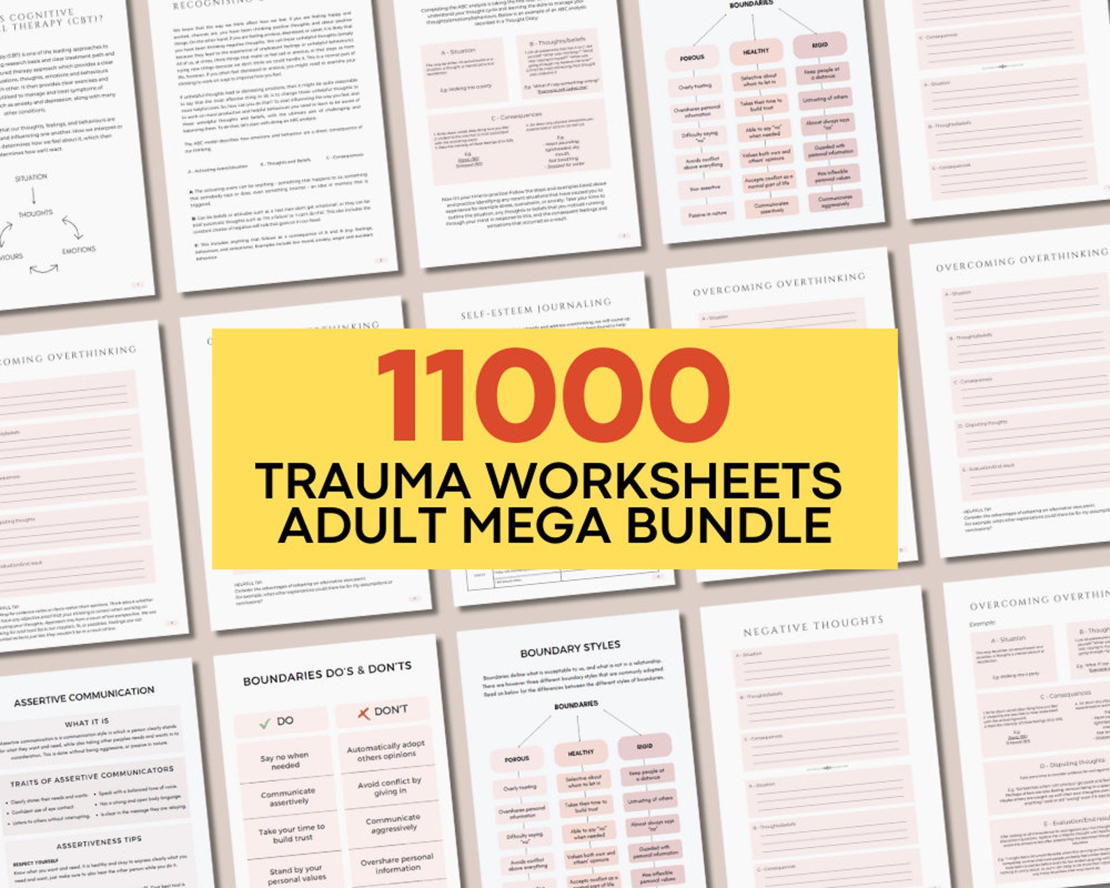 Adult Trauma Worksheets Bundle, PTSD Workbook, CBT Tools for Teens ...