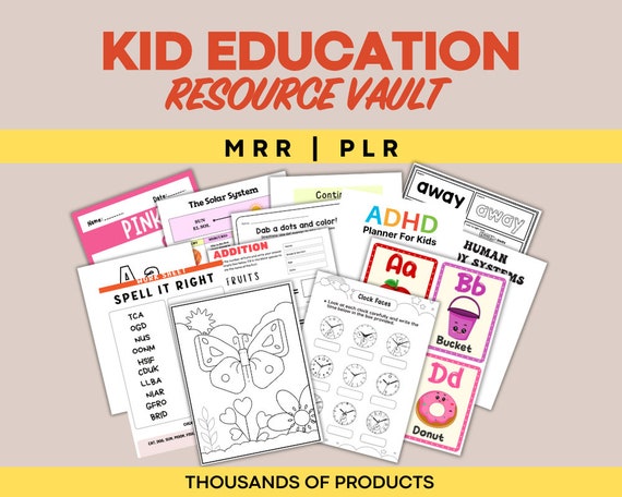 Kids Digital Products, Kindergarten Worksheets, Kids Activity Sheets, MRR Products, PLR Teacher, Preschool Activity Sheets