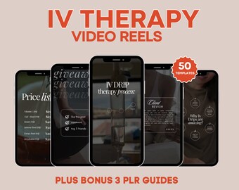 Video di terapia endovenosa per Instagram, kit di branding per cocktail IV Drip, modello Canva per terapia endovenosa, contenuti per social media