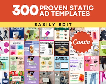 300 modelli di annunci statici vincitori, modello di annuncio fotografico, annunci di Facebook, modello di annuncio di marketing, Snapchat, annunci di Pinterest, annunci di Instagram, annunci di TikTok