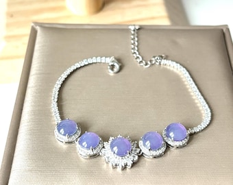 Grade A Premium Lavender Myanmar Burmese Jade Stylish Bracelet - 7mm * 5