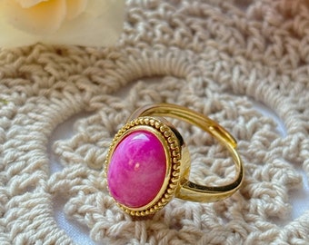 Grade AAA Rare Natural Premium Hot Pink Sugilite Oval stone ring