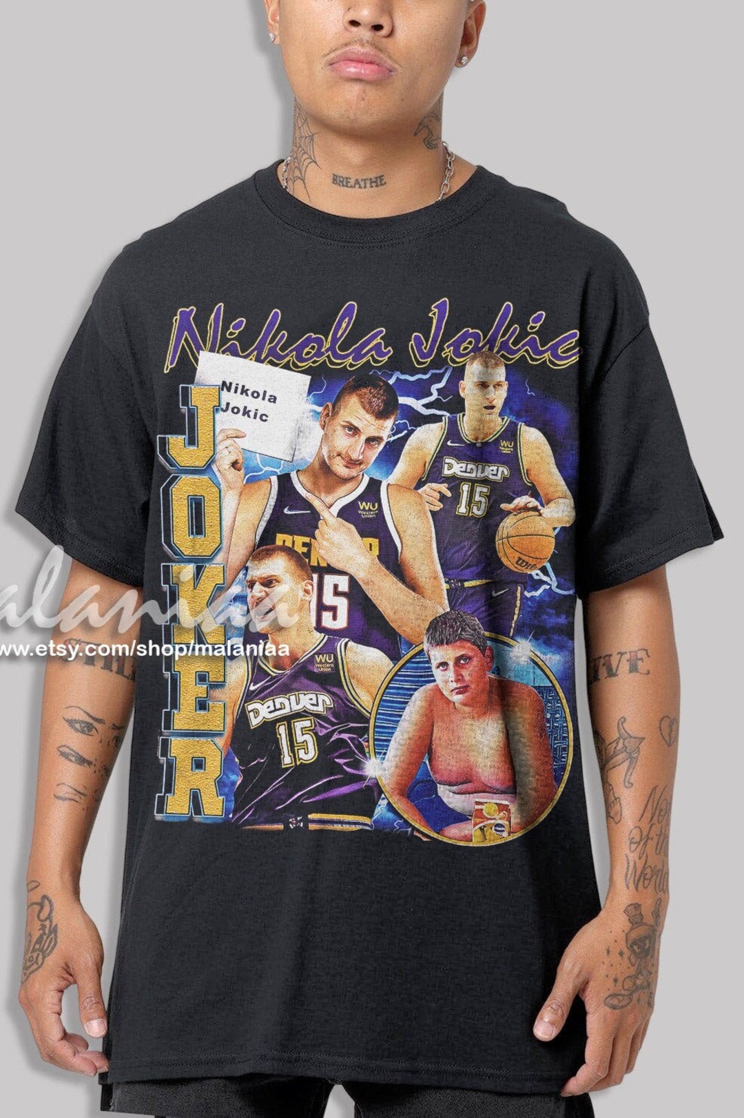 Nikola Jokic T Shirt Basketball Shirt Classic 90s Graphic Etsy