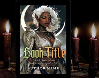 Premade Book Covers Science Fiction BIPOC Woman of Color Diverse Character YA Fantasy Crescent Moon White Hair Black Woman Brown-Skinned