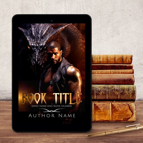 Black character Dragon Shifter Rider Premade Kindle Book Cover Indie Author Self Publishing Diversity Black Characters Diversity Black Man