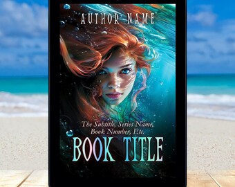 Premade Book Cover YA Fantasy Sea Story Mermaid Fairytale Retelling Romantasy Redhead Blue Eyes Underwater Magic Blank Covers Writer Budget