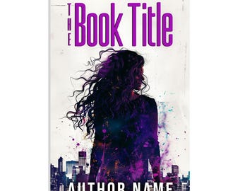 Women&#39;s Fiction Premade Book Cover Urban Setting Murder Mystery Purple Cityscape Background Woman Long Curly Hair Indie Author Publish KDP