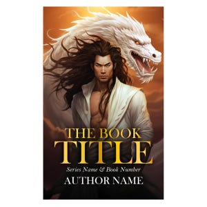 Fantasy Book Cover: Asian Warrior, White Dragon Rider (KDP Ready, Instant Download)