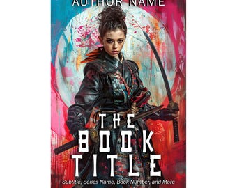 Vorgefertigter Buchumschlag Fantasy asiatisch Feature Weibliche Ninja Katana Schwert und Zauberei Semi-Abstrakte Birasse Charakter Junge Frau Kriegerin Prinzessin