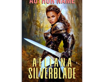 Premade Book Cover: Black Heroine Fantasy, Custom Text Option, Elf Warrior Woman Sword and Armor (Digital Download)