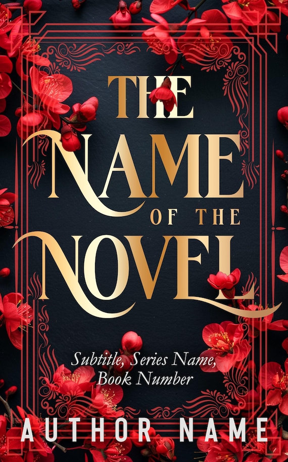 Gothic Fiction Red Flowers Discreet Premade Book Cover Art
