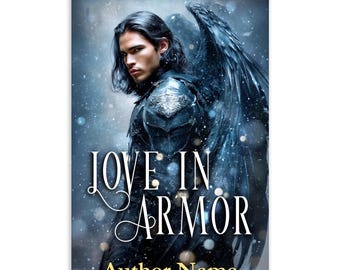 YA Fantasy Book Cover: Handsome Angel Black Wings, Armor, Premade Design (KDP-Ready Digital Download