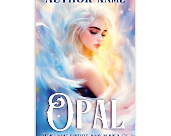Fantasy Romantasy Book Cover: Blonde Young Woman Angel Wings (Customizable Text, Digital Download