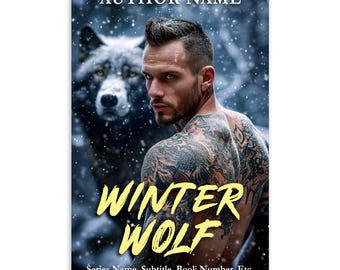 Wolf Shifter Romance Premade Book Cover: Shirtless Man, Winter Cabin (Digital Download)