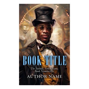 Steampunk Czarny Człowiek Cylindryczny Kapelusz Okulary Gotowe Okładki Książek Dark Fantasy Alternatywna Historia Afrofuturyzm Podróże w Czasie Nadprzyrodzony Detektyw