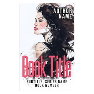 May include: Book cover featuring a woman with long black hair and a pink background. The title "Book Title" is in large pink letters. The author's name is in white text at the top of the cover.