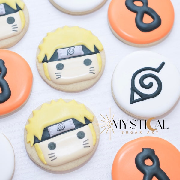 Anime Inspired Cookie, Birthday Cookies, Party favors, Decorated cookies, anime party, anime cookies
