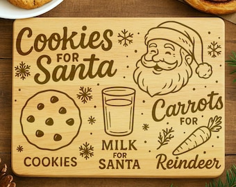 Cookies für Santa Tablett SVG, Weihnachten Lasergravur, Milch und Kekse für Santa Schild, Glowforge Tablett Design, Cricut Urlaub SVG