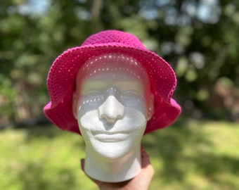 Sombrero de pescador de crochet - Rosa intenso