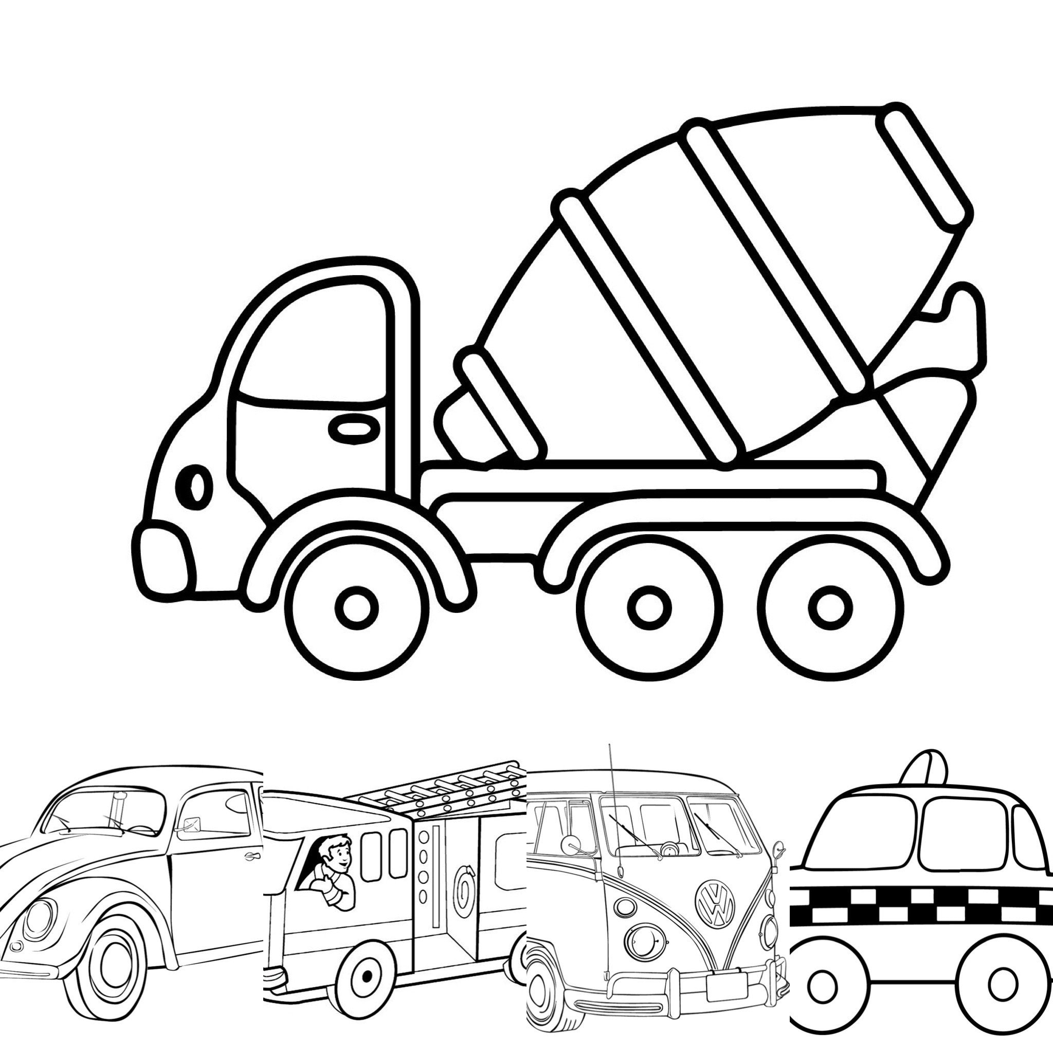 Cars Coloring Pages for Kids / Printable Coloring for Preschool / 12 X ...