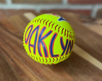 Custom Hand-Painted Softball | Personalized Softball Gift | Softball Team Gift | Senior Night Softball | Custom Sports Keepsake