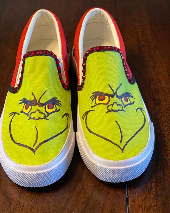 Hand Painted Grinch Shoes for Kids. Made to Order. - Etsy