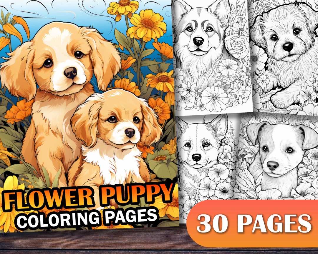 30 Stunning Flower Puppy Coloring Pages Printable PDF for - Etsy UK