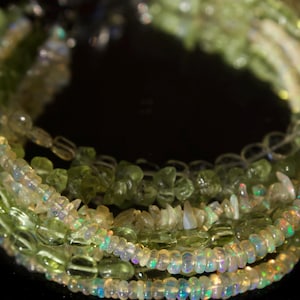 Handmade Multi Strand Bracelet Opal Peridot & Citrine Gemstone Beads