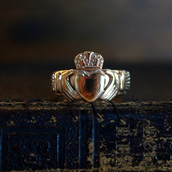 Mens 14k 2024 gold claddagh ring