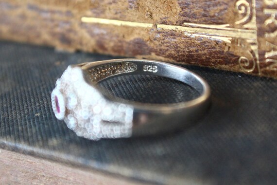 Ornate Vintage Sterling Silver Pink Sapphire Ring… - image 9