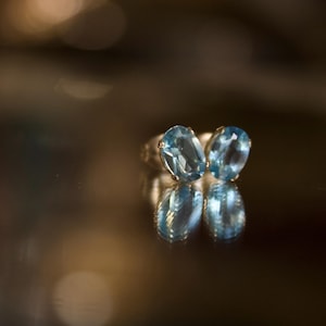 Blue Topaz Sterling Silver Gemstone Earrings | Blue Topaz Earrings Sterling Silver Studs | Hypoallergenic Stud Earrings Birthstone Jewelry
