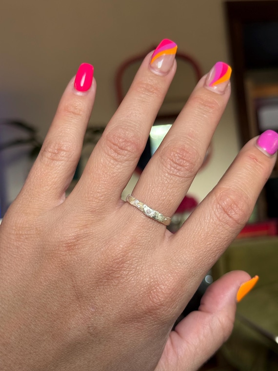 Handmade Fine Silver Clay Diamond Ring, Organic M… - image 6