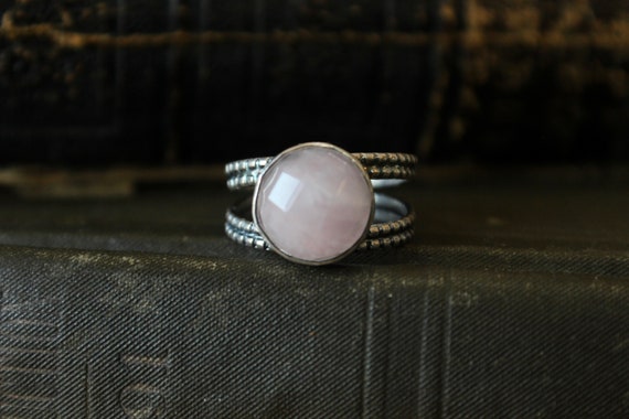 Vintage Rose Quartz Ring | Estate Sterling Silver… - image 6