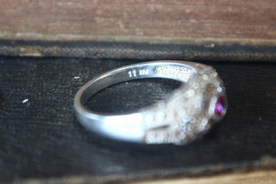 Ornate Vintage Sterling Silver Pink Sapphire Ring… - image 10