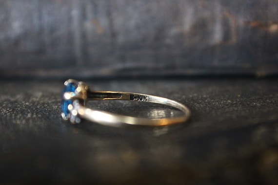 Antique 10k Blue Topaz and Diamond Ring | Size 6 … - image 10