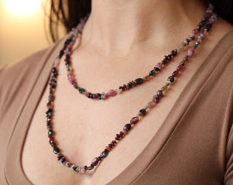 Handmade 14k Gold Filled Tourmaline Beaded Double Wrap Necklace