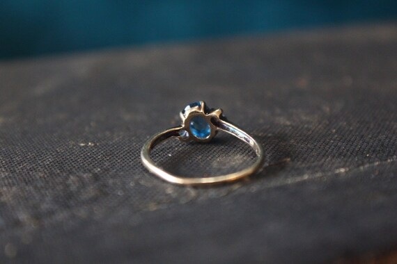 Antique 10k Blue Topaz and Diamond Ring | Size 6 … - image 9