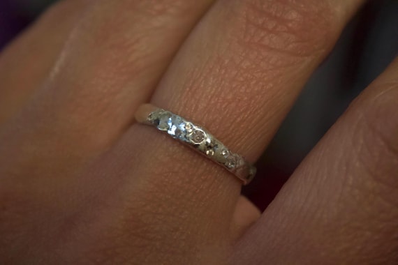 Handmade Fine Silver Clay Diamond Ring, Organic M… - image 7