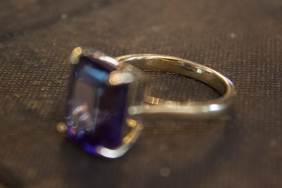 14k Solid Gold Violet Gemstone Ring, Emerald Cut … - image 20
