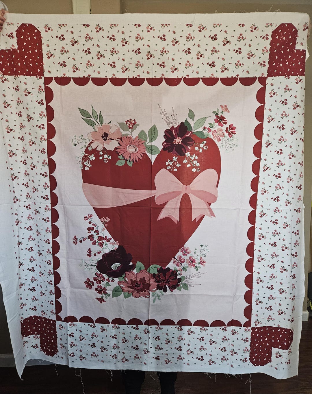 Love You Always Quilt Panel, Riley Blake Designs, Floral Heart ...