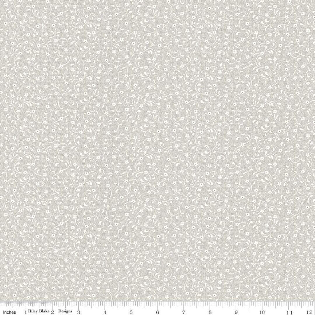 Ash Colored Fabric, Floret Ash Fabric Sold in 1/2 Yard Increments Cut ...