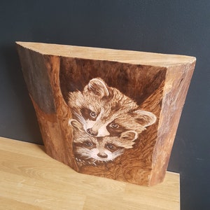 Wood Burned pyrography Raccoons Portrait - Etsy