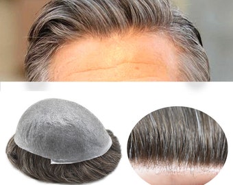 Thin Skin 0.06mm Men's Toupee Transparent Invisible natural hairline 8"x10" Full Poly Men's hair replacement system Toupee for men