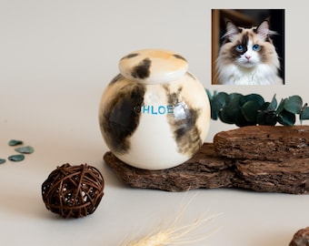 Pet Memorial Urn Painted to Match Your Pet’s Fur Color | Custom Dog Cat Ashes Urn | Hand Painted Underglaze Ceramic Urn